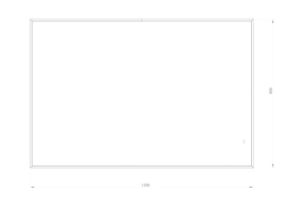 Fyrkantig spegel med LED-ljus i ram och värme 120x80 cm, svart ram