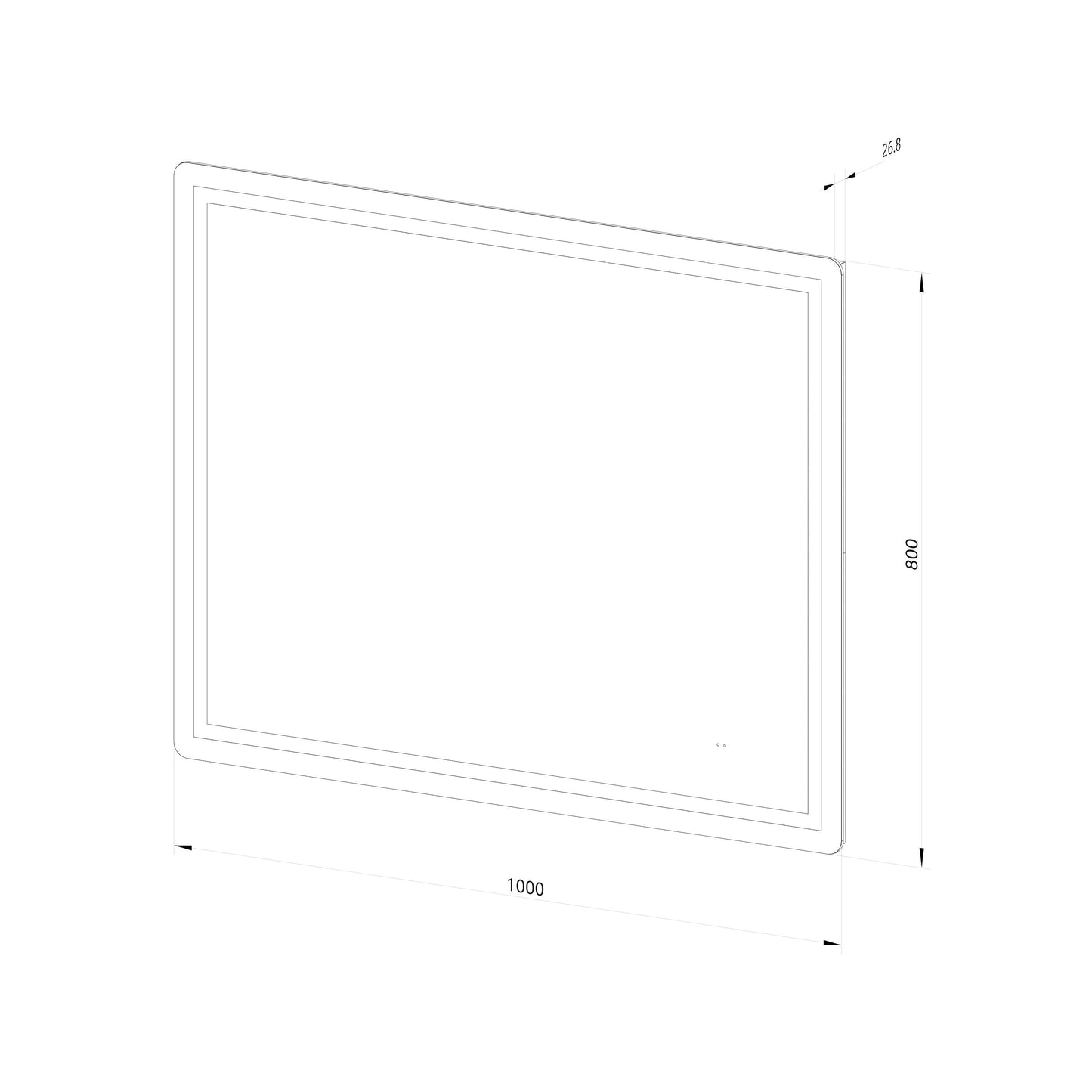 Fyrkantig spegel med Frontlight LED-ljus och värme 100x80 cm