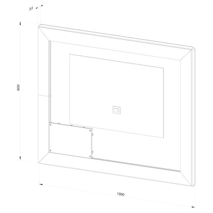 Fyrkantig spegel med Frontlight LED-ljus och värme 100x80 cm