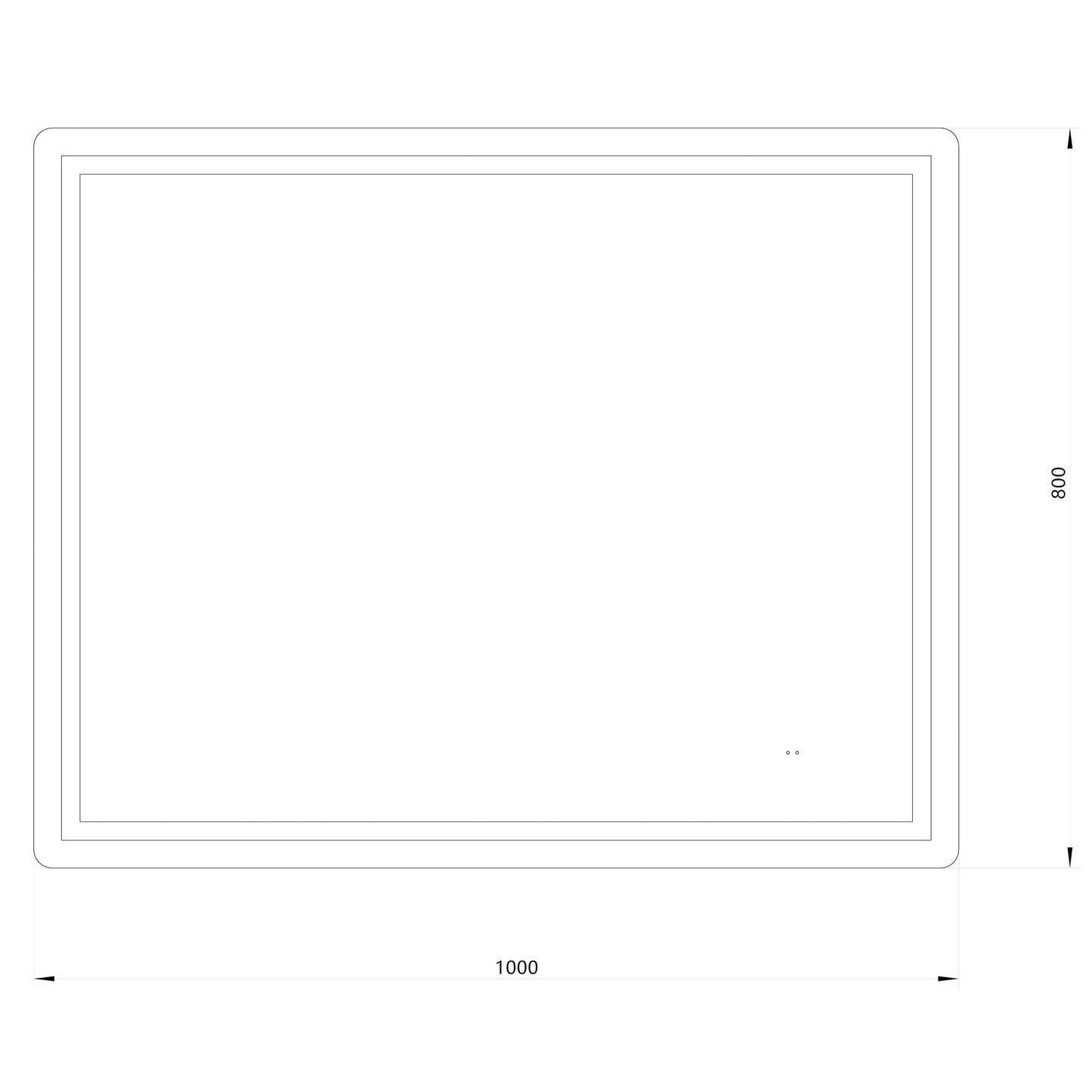 Fyrkantig spegel med Frontlight LED-ljus och värme 100x80 cm