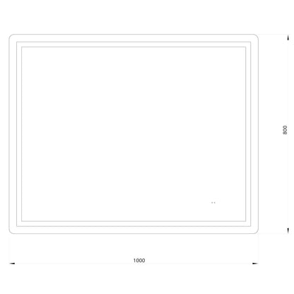 Fyrkantig spegel med Frontlight LED-ljus och värme 100x80 cm