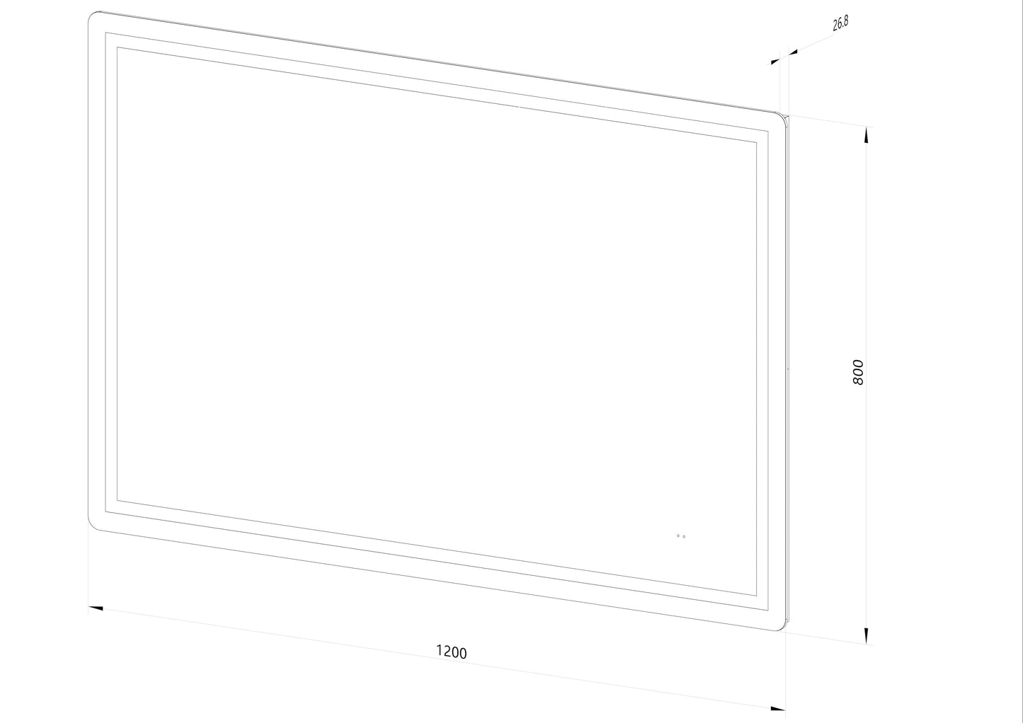Fyrkantig spegel med Frontlight LED-ljus och värme 120x80 cm