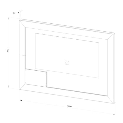 Fyrkantig spegel med Frontlight LED-ljus och värme 120x80 cm