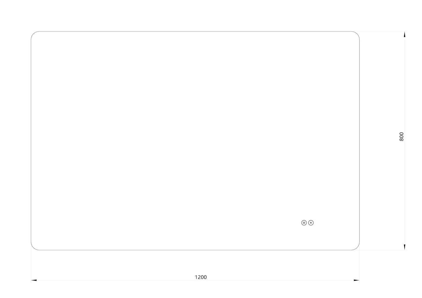 Rektangulär spegel med LED-ljus och värme, 120x80 cm