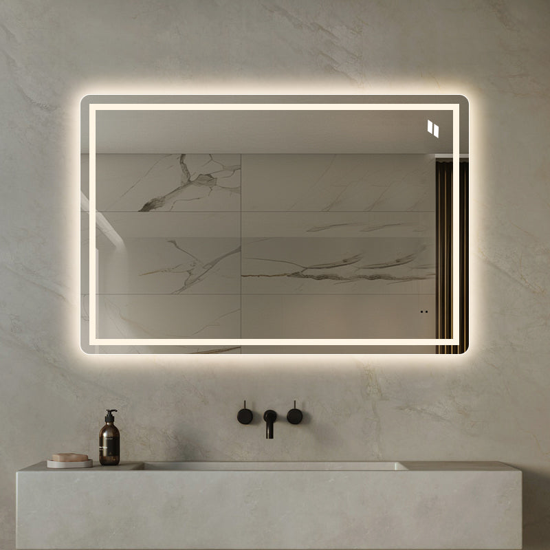 Fyrkantig spegel med Frontlight LED-ljus och värme 120x80 cm