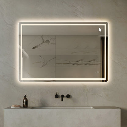 Fyrkantig spegel med Frontlight LED-ljus och värme 120x80 cm