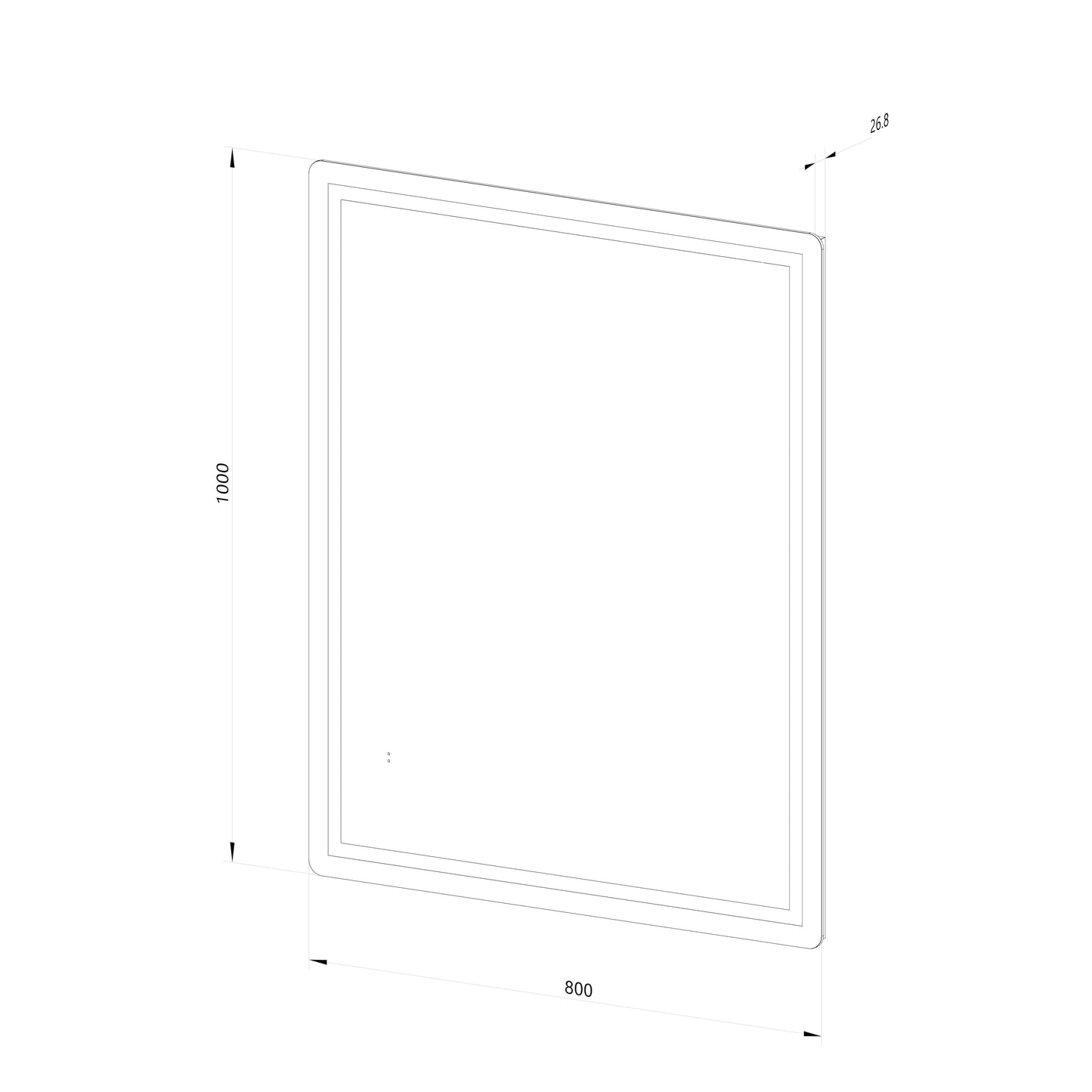 Fyrkantig spegel med Frontlight LED-ljus och värme 80x100 cm