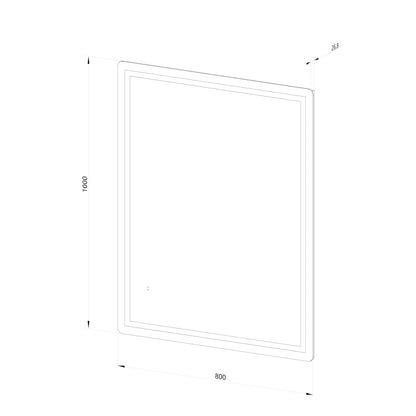 Fyrkantig spegel med Frontlight LED-ljus och värme 80x100 cm