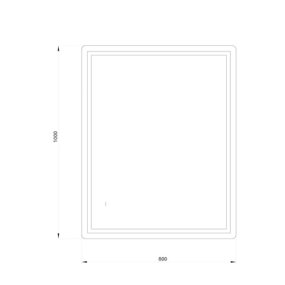 Fyrkantig spegel med Frontlight LED-ljus och värme 80x100 cm