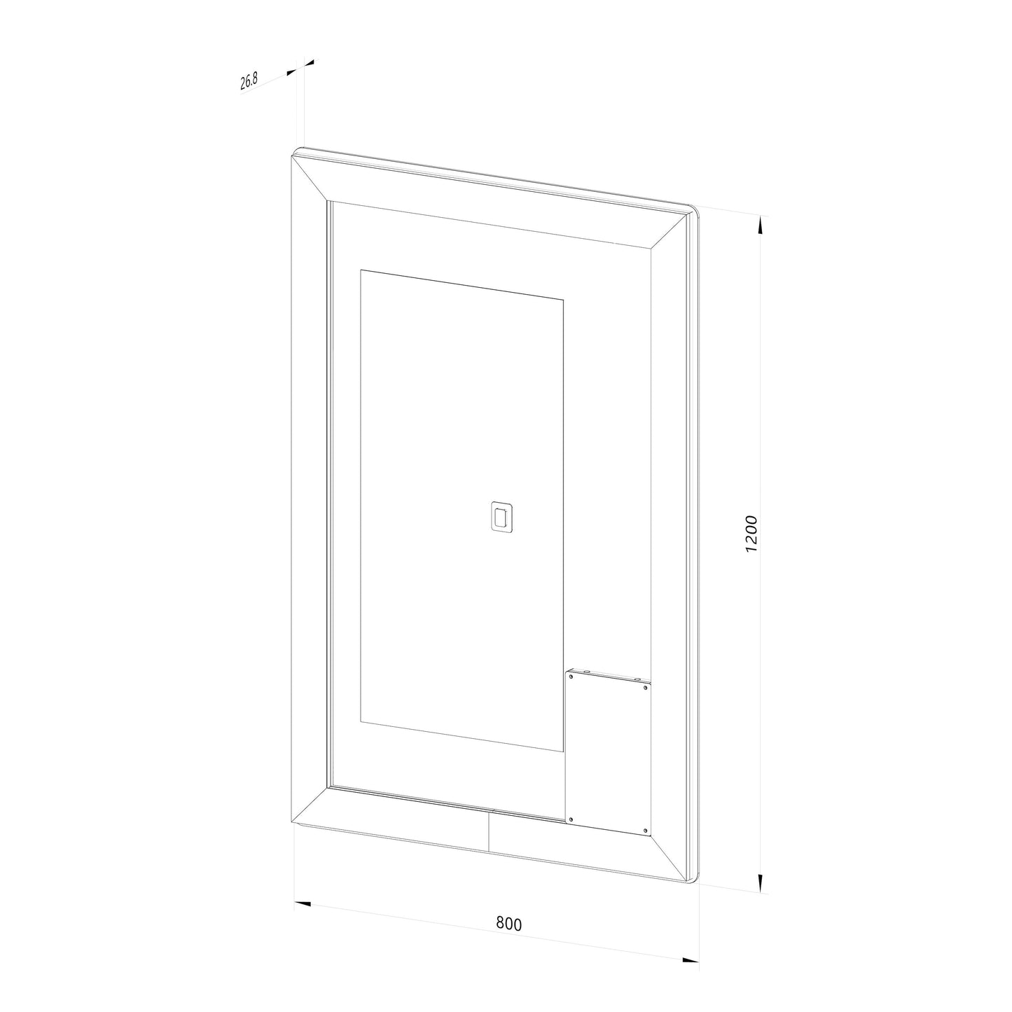 Fyrkantig spegel med Frontlight LED-ljus och värme 80x120 cm
