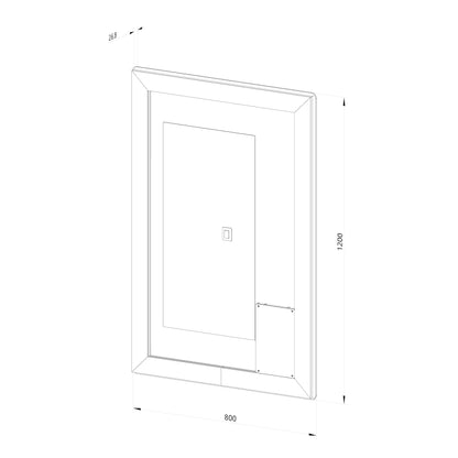 Fyrkantig spegel med Frontlight LED-ljus och värme 80x120 cm