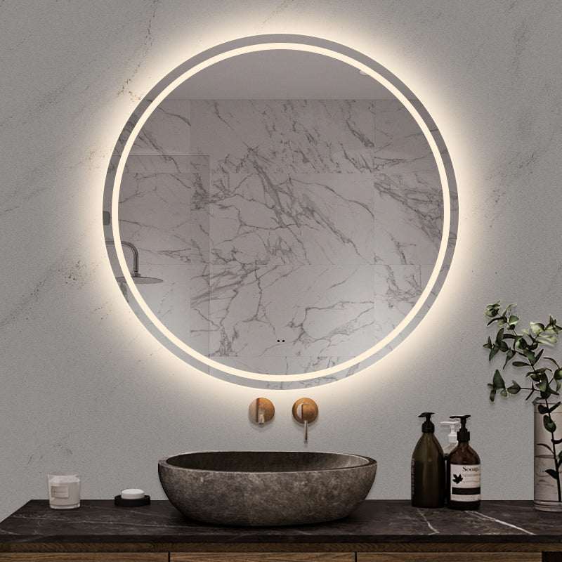 Rund spegel med LED-ljus (front + backlight) och värme Ø100 cm