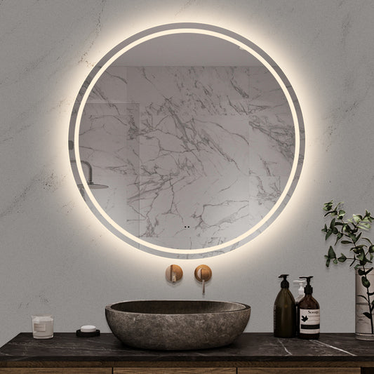 Rund spegel med LED-ljus (front + backlight) och värme Ø100 cm