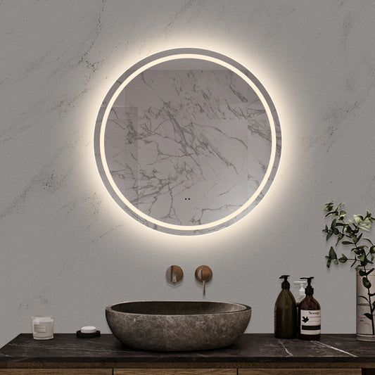 Rund spegel med LED-ljus (front + backlight) och värme Ø80 cm