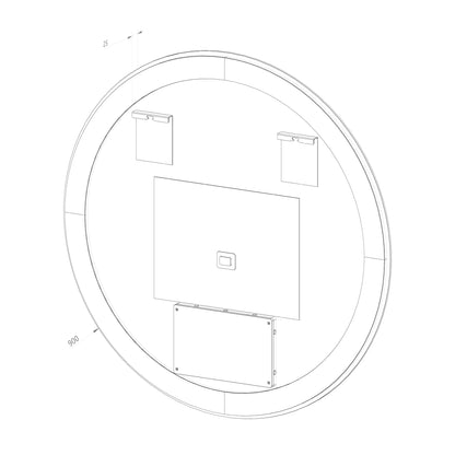 Rund spegel med LED-ljus (front + backlight) och värme Ø90 cm