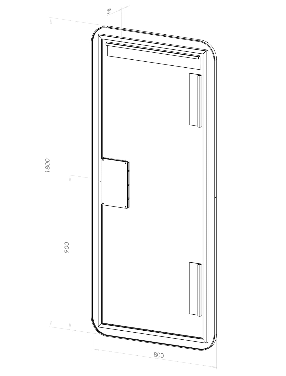 Helfigur Spejl med LED-lys 80x180 cm - Sort Ramme