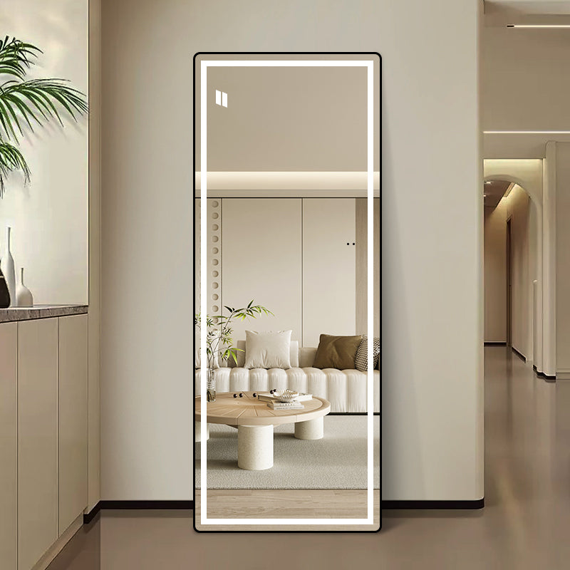Helkroppsspegel med LED-ljus 65x165 cm för både golv och vägg