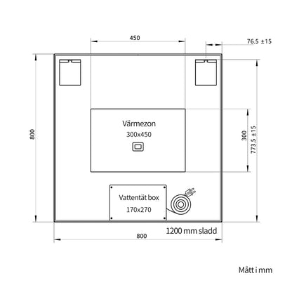 Fyrkantig spegel med LED-ljus i ram och värme 80x80 cm, svart ram