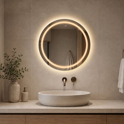 Rund spegel med Frontlight LED-ljus och värme Ø60 cm