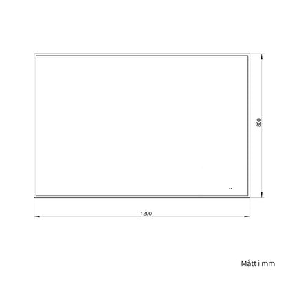 Fyrkantig spegel med LED-ljus i ram och värme 120x80 cm, guld ram