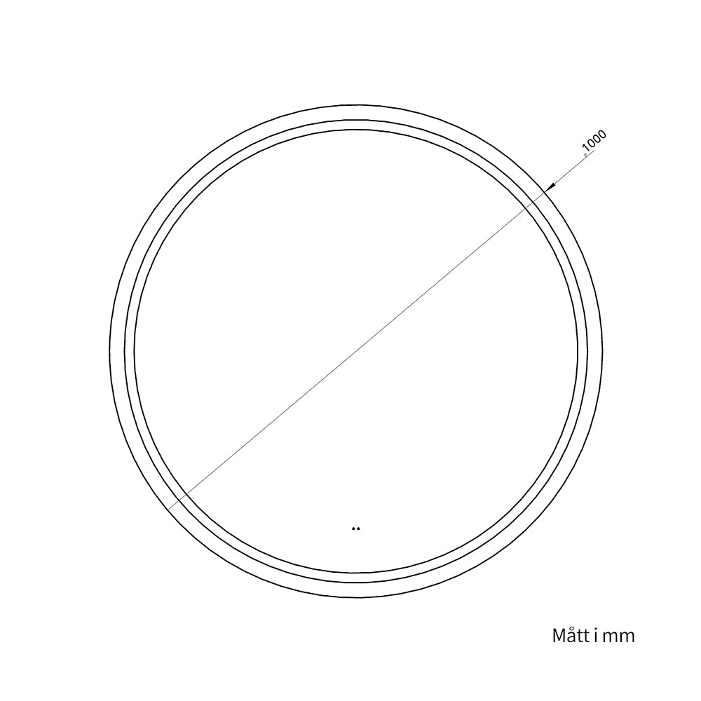 Rund spegel med Frontlight LED-ljus och värme Ø100 cm