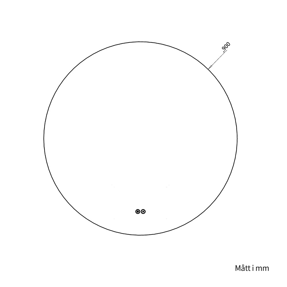 Rund spegel med LED-ljus och värme, Ø90 cm