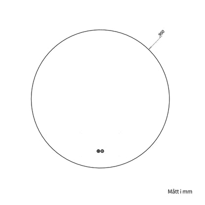 Rund spegel med LED-ljus och värme, Ø90 cm