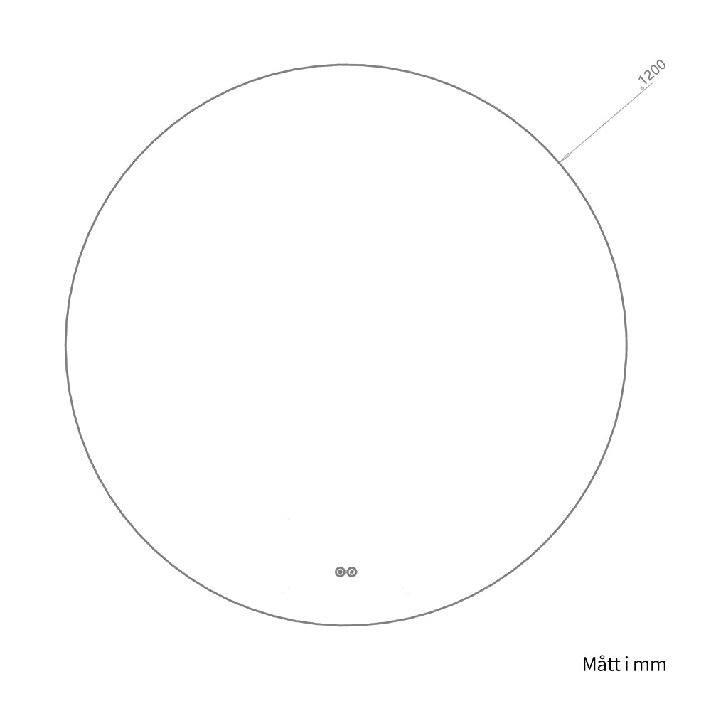 Rund spegel med LED-ljus och värme, Ø120 cm
