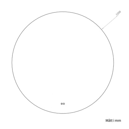 Rund spegel med LED-ljus och värme, Ø120 cm