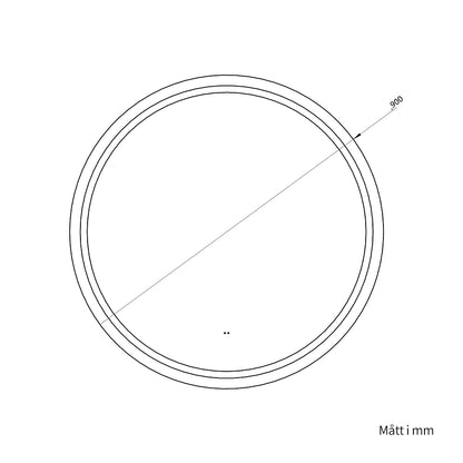 Rund spegel med Frontlight LED-ljus och värme Ø90 cm