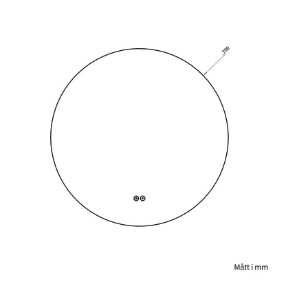 Rund spegel med LED-ljus och värme, Ø70 cm