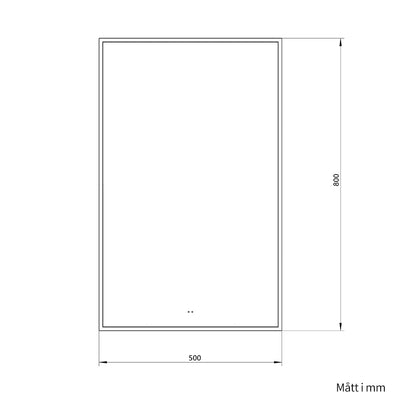 Fyrkantig spegel med LED-ljus i ram och värme 50x80 cm, guld ram