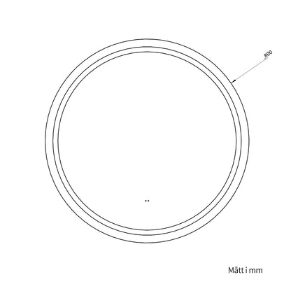 Rund spegel med Frontlight LED-ljus och värme Ø80 cm