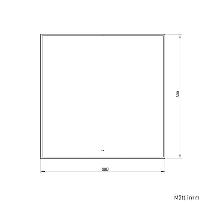 Fyrkantig spegel med LED-ljus i ram och värme 80x80 cm, guld ram
