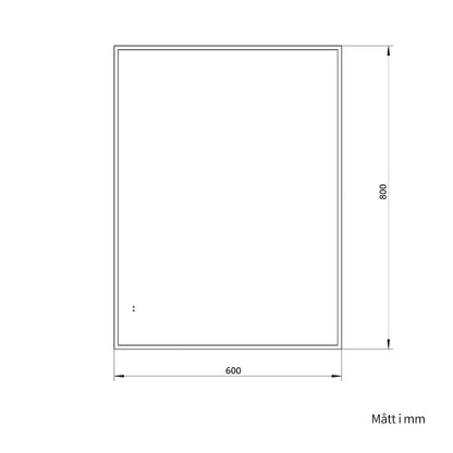 Fyrkantig spegel med LED-ljus i ram och värme 60x80 cm, guld ram