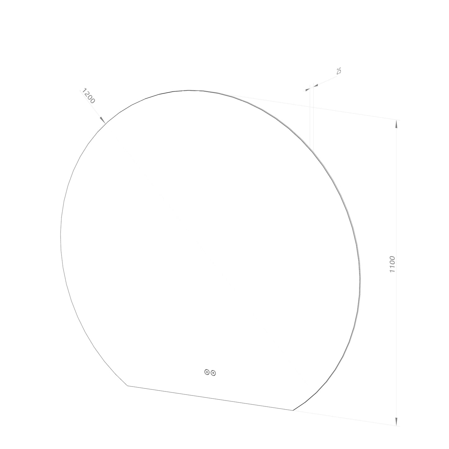 Rund spegel med LED-ljus och värme, Ø120 cm - Skuren