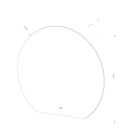 Rund spegel med LED-ljus och värme, Ø120 cm - Skuren