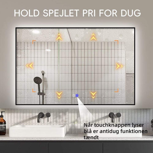 Rektangulært LED Spejl med Antidug 120x80 cm - Sort ramme