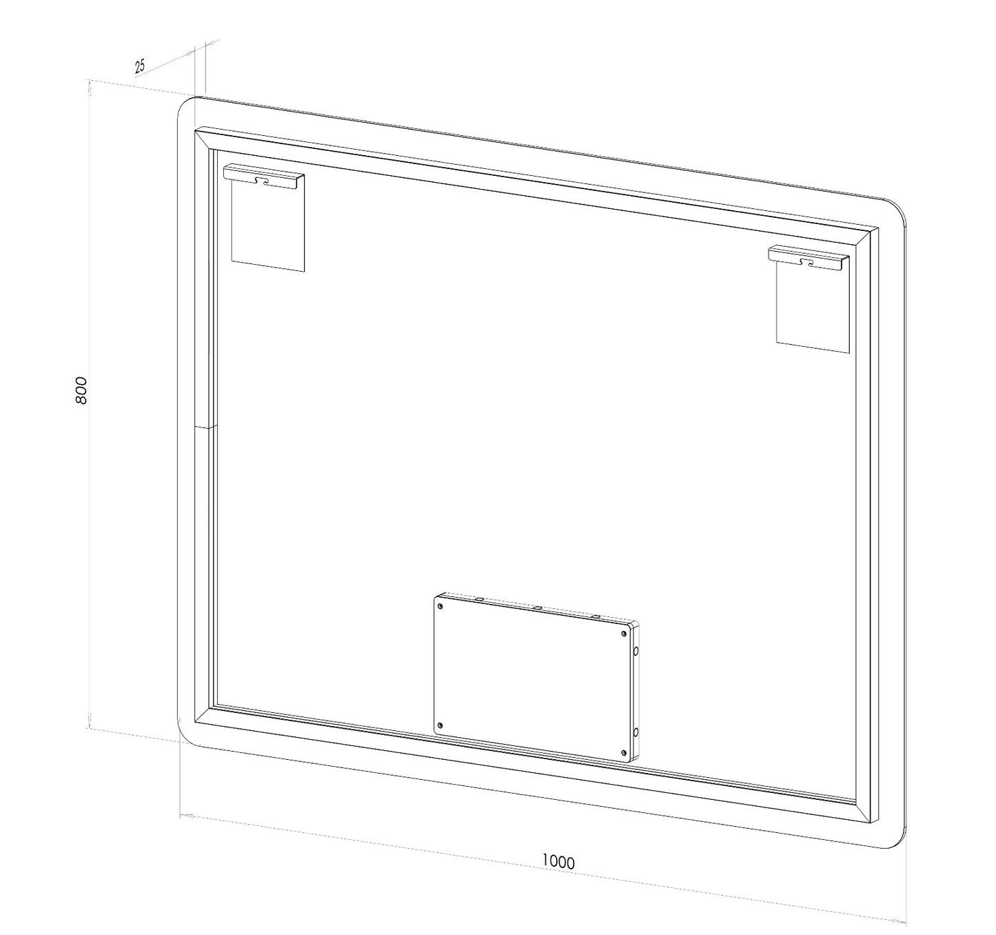 Rektangulært Spejl med Lys og Antidug 100x80 cm