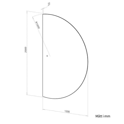 Halvmåne Spegel med LED-ljus 120x200 cm (Högervänd)