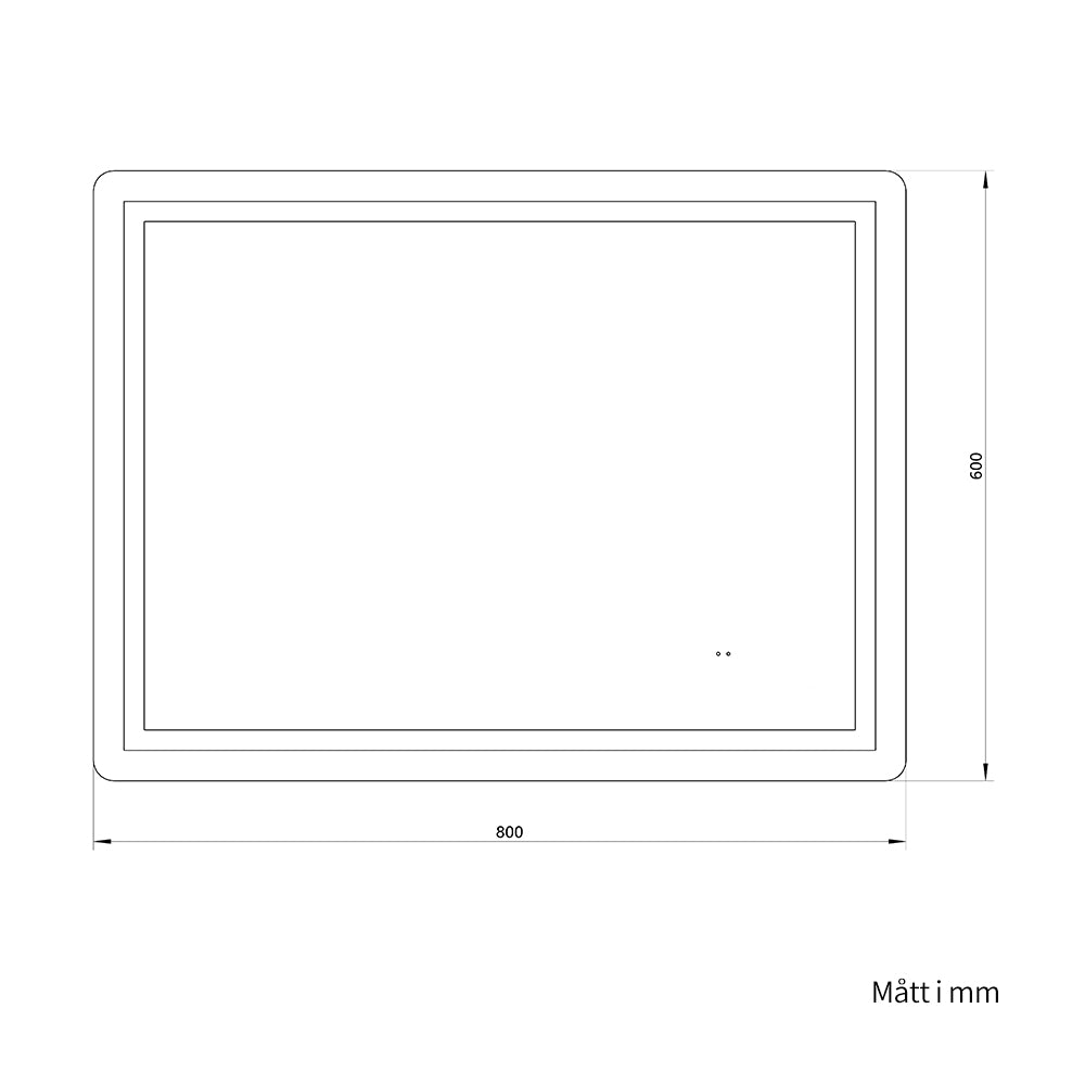 Fyrkantig spegel med Frontlight LED-ljus och värme 80x60 cm