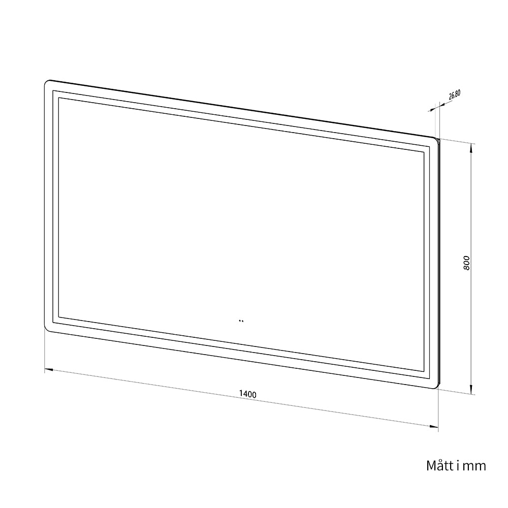 Rektangulärt Spegel med Frontlight LED-ljus och Antidimma 140x80 cm