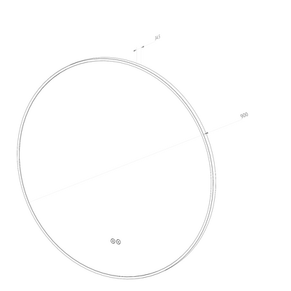 Rund spegel med LED-ljus och värme, Ø90 cm med guld ram