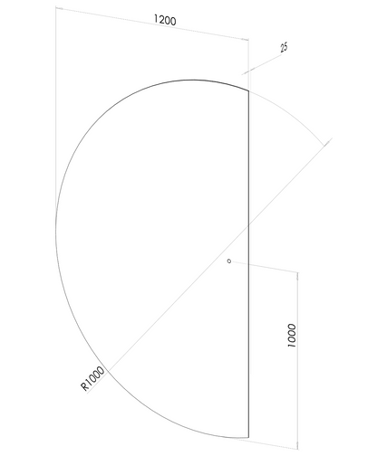 NYHET: Halvcirkelspegel med LED-ljus 120x200 cm (vänstervänd)