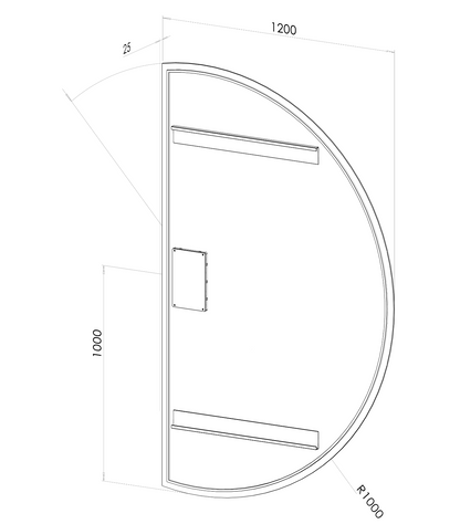 NYHET: Halvcirkelspegel med LED-ljus 120x200 cm (vänstervänd)