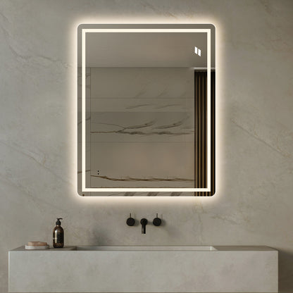 Fyrkantig spegel med Frontlight LED-ljus och värme 80x100 cm