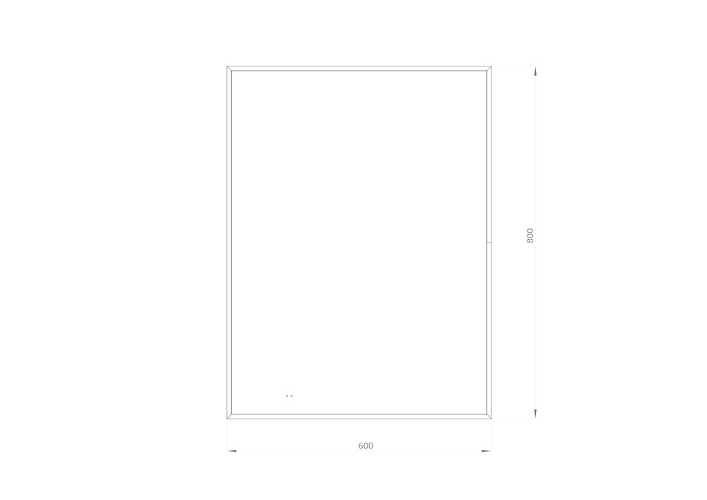 Fyrkantig spegel med LED-ljus i ram och värme 60x80 cm, svart ram