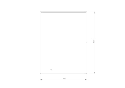 Fyrkantig spegel med LED-ljus i ram och värme 60x80 cm, svart ram