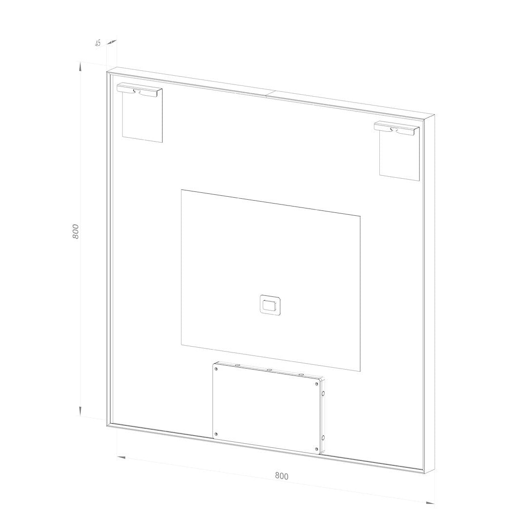 Fyrkantig spegel med LED-ljus i ram och värme 80x80 cm, guld ram