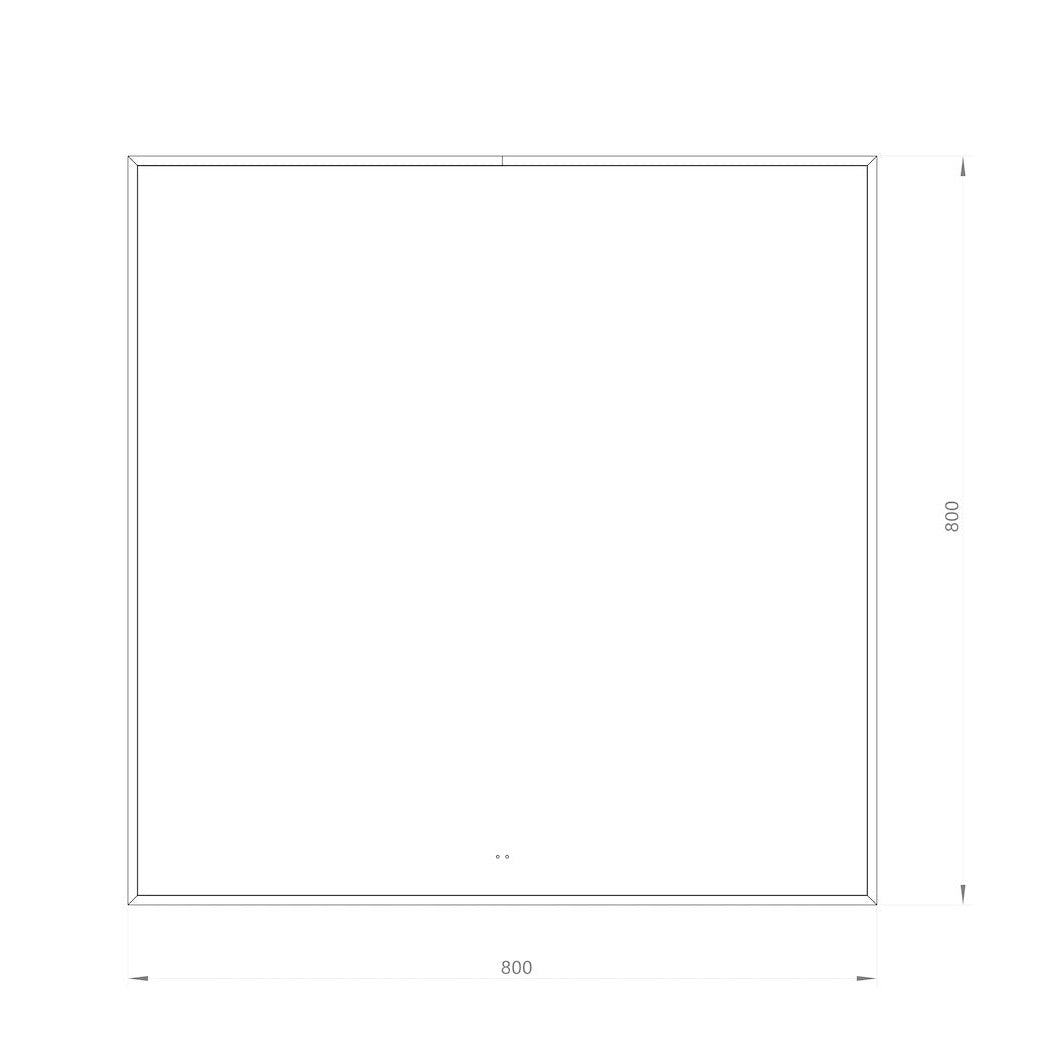 Fyrkantig spegel med LED-ljus i ram och värme 80x80 cm, guld ram